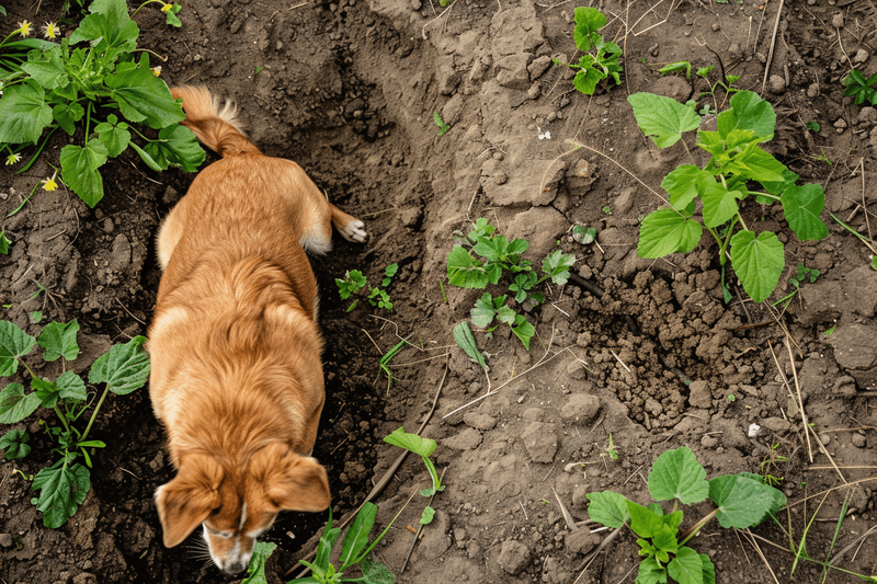 Dog Digging in the Ground
